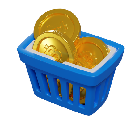 Cesta de bitcoins  3D Illustration