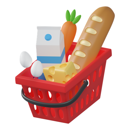 Cesta com alimentos  3D Icon