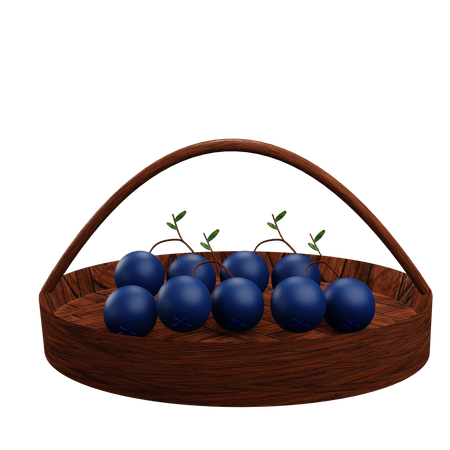 Cesta de frutas azuis  3D Icon