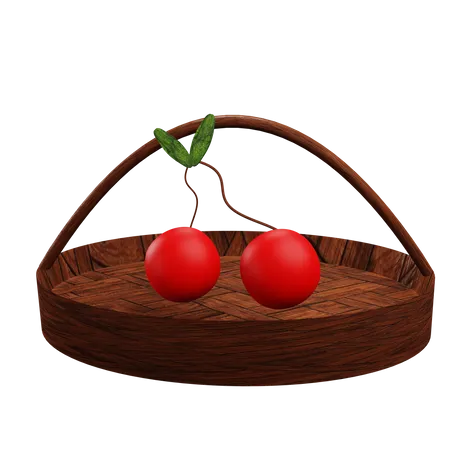 Cesta de cerezas  3D Icon