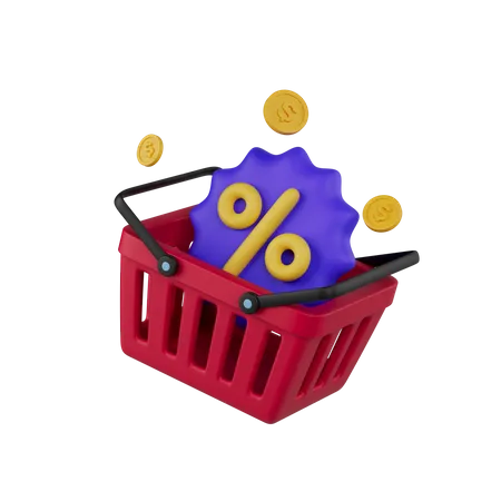 Cesta de compras con moneda  3D Icon