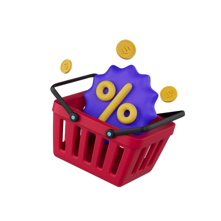 Cesta de compras com moeda  3D Icon