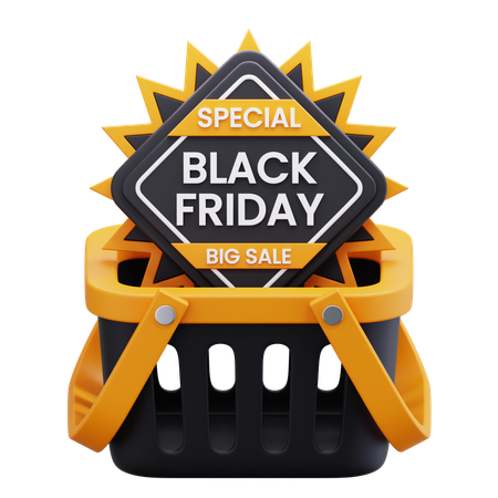 Cesta de compras da promoção Black Friday  Ícone 3D