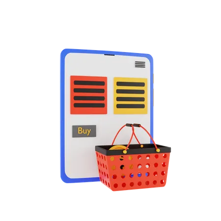 Cesta de compras en línea  3D Illustration