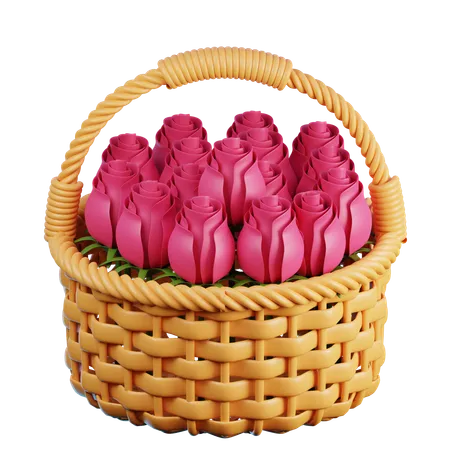 Cesta de flores  3D Icon