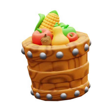 Canasta de frutas  3D Icon