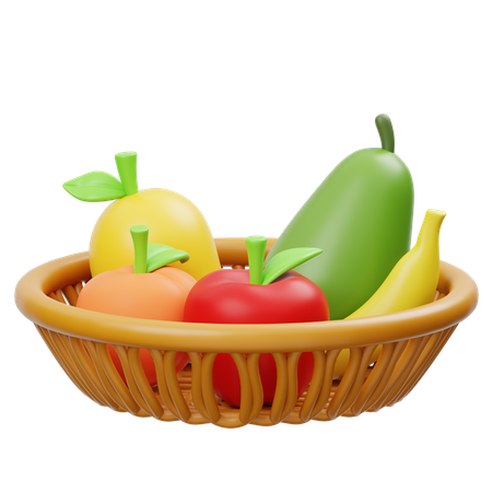 Canasta de frutas  3D Icon