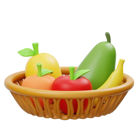 Canasta de frutas  3D Icon