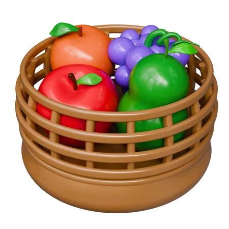 Canasta de frutas  3D Icon