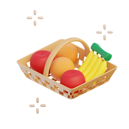 Canasta de frutas  3D Illustration