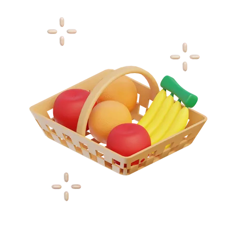 Canasta de frutas  3D Illustration