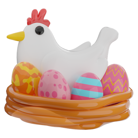 Canasta de huevos de pascua  3D Icon