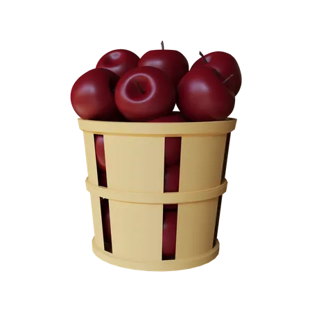 Canasta de manzana  3D Illustration