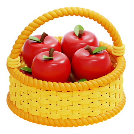 Canasta de manzanas  3D Icon