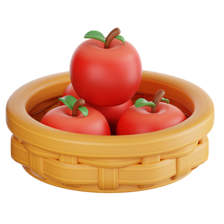 Canasta de manzanas  3D Icon