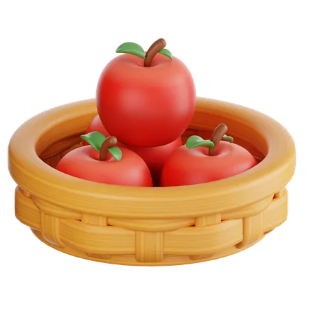 Canasta de manzanas  3D Icon