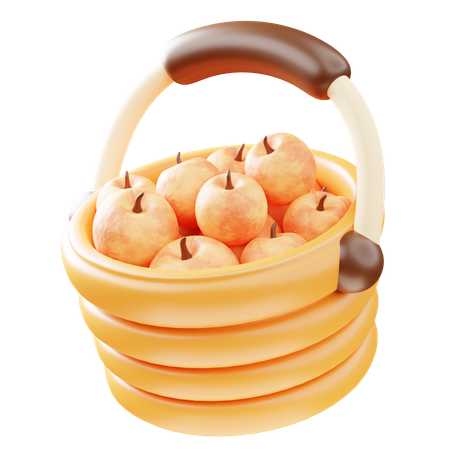 Canasta de manzanas  3D Icon