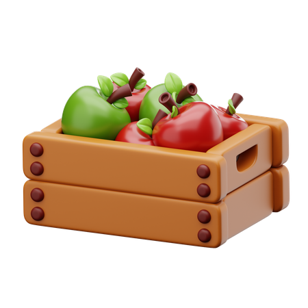 Canasta de manzanas  3D Icon