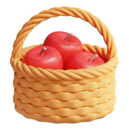 Canasta de manzana  3D Icon