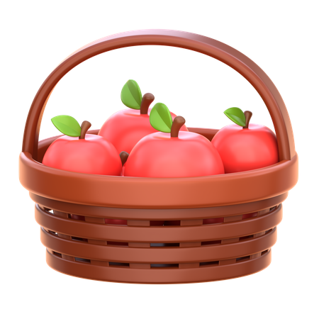 Canasta de manzanas  3D Icon