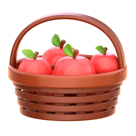 Canasta de manzanas  3D Icon