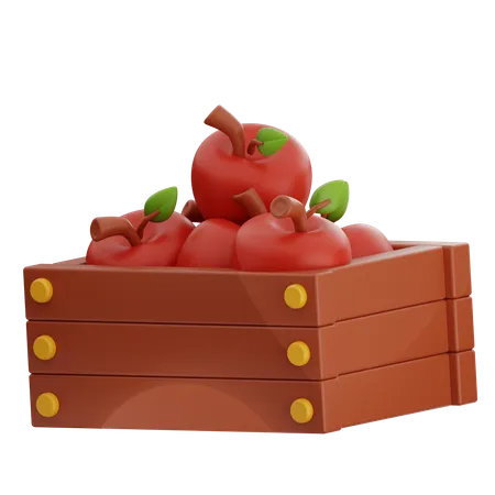 Canasta de manzanas  3D Icon