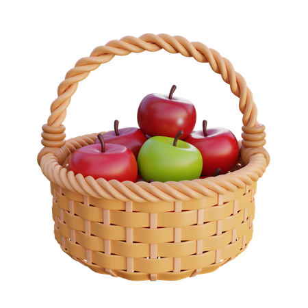 Canasta de manzanas  3D Icon