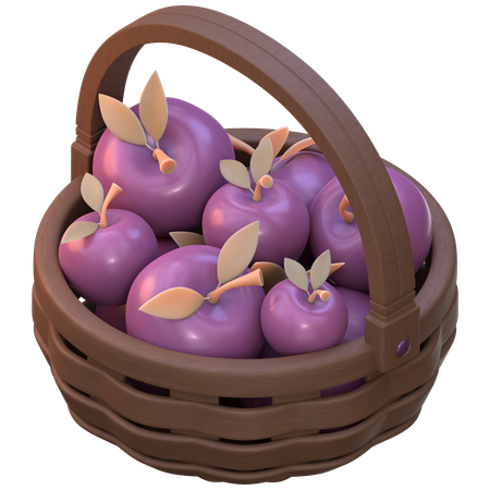 Canasta de manzanas  3D Icon