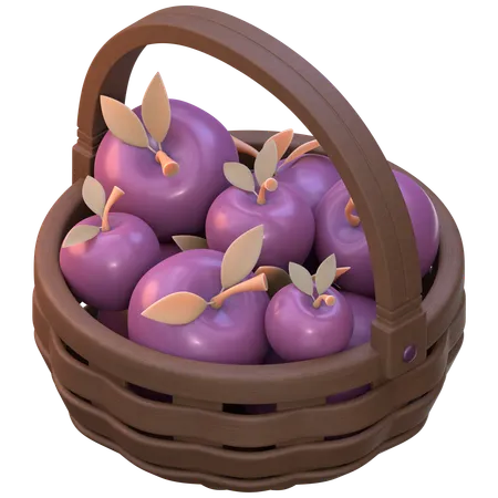 Canasta de manzanas  3D Icon