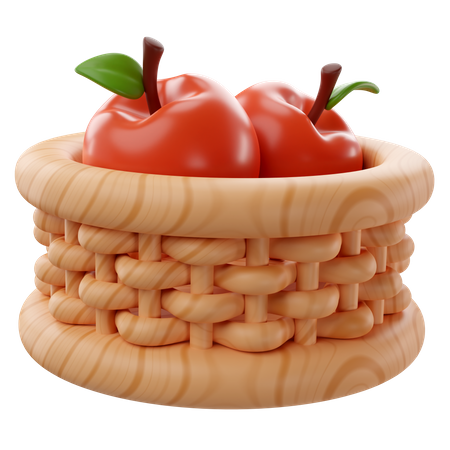 Canasta de manzanas  3D Icon