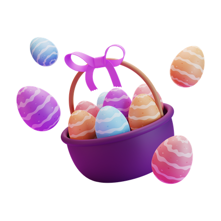 Cesta de ovos de páscoa  3D Illustration