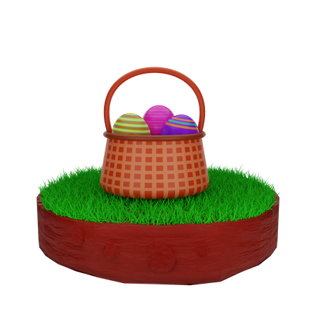 Cesta de ovos de páscoa  3D Illustration