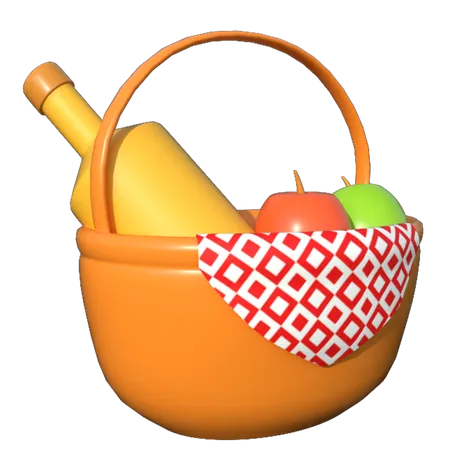 Cesta de picnic  3D Illustration