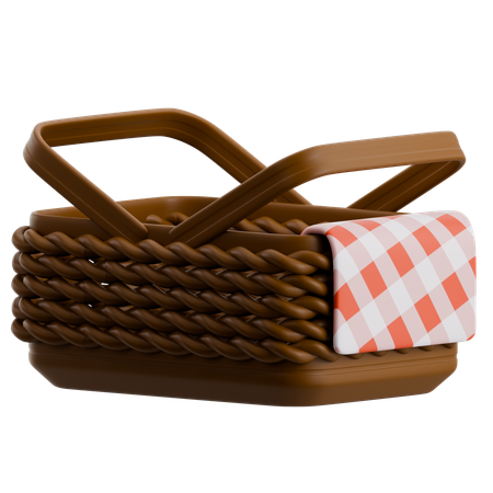 Cesta de piquenique de vime com forro de tecido  3D Icon
