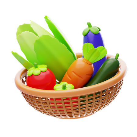 Cesta de vegetais  3D Icon