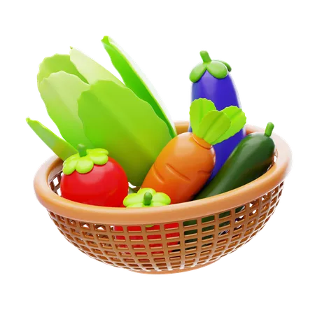 Cesta de vegetais  3D Icon