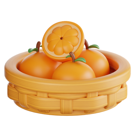 Cesta laranja  3D Icon