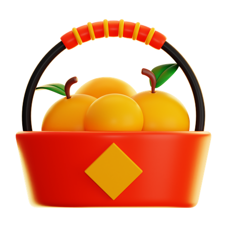 Cesta laranja  3D Icon