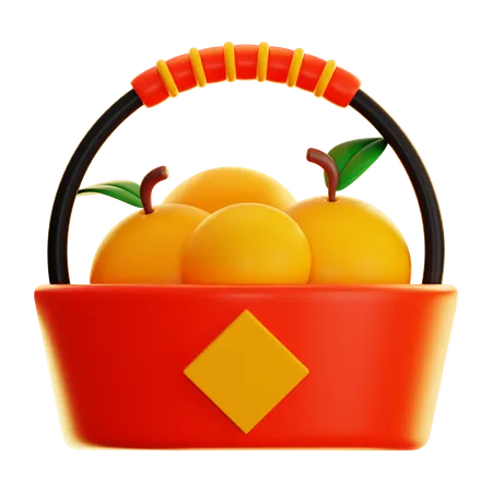 Cesta laranja  3D Icon