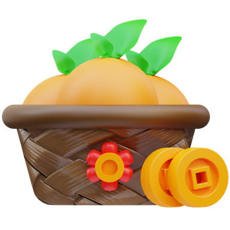 Cesta laranja  3D Icon