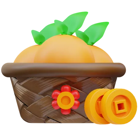 Cesta laranja  3D Icon