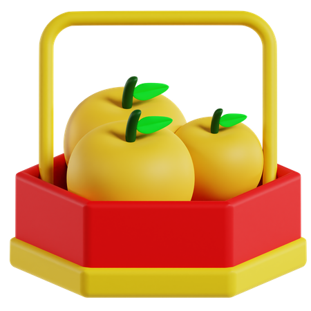 Cesta laranja  3D Icon