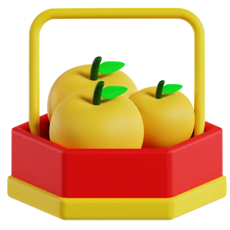 Cesta laranja  3D Icon