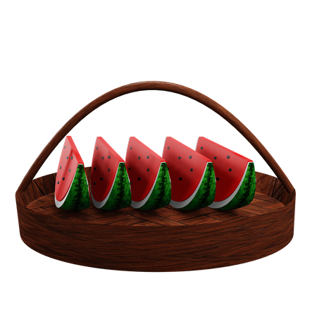 Cesta de melancia  3D Icon