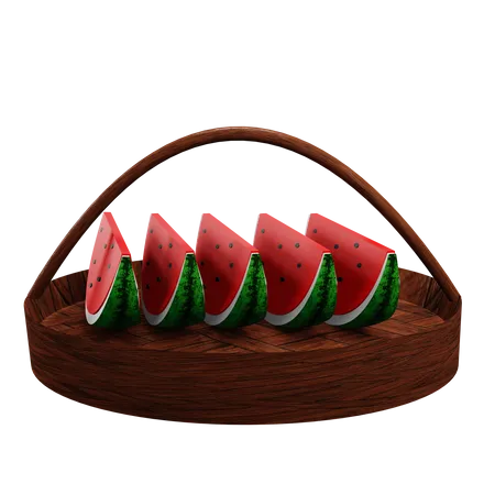 Cesta de melancia  3D Icon