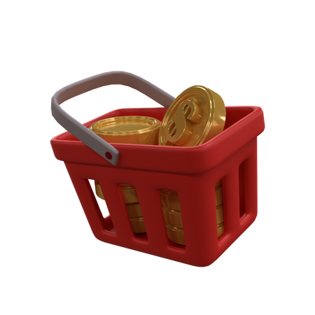 Cesta de monedas  3D Icon