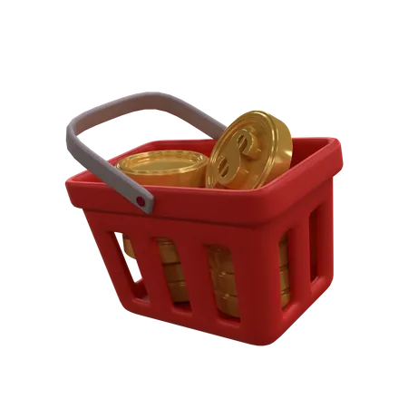 Cesta de monedas  3D Icon