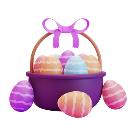 Cesta de regalo de huevos de pascua  3D Illustration