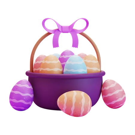 Cesta de regalo de huevos de pascua  3D Illustration