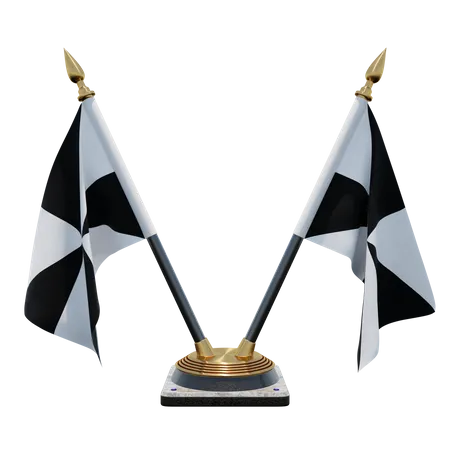 Ceuta Double Desk Flag Stand  3D Flag